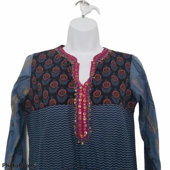 Aseesa Tiered Long Embellished Bohemian Dress - Picture 2 of 7